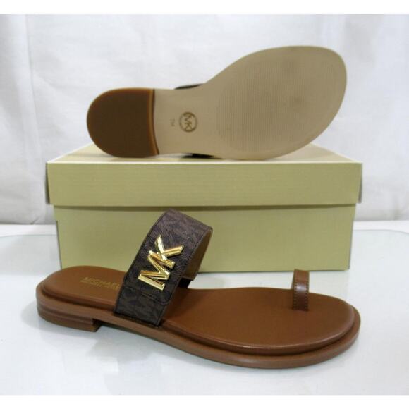 Michael Kors Jilly Thong Flat Sandals Double Strap Brown Multi Size 7.5 - Picture 9 of 9